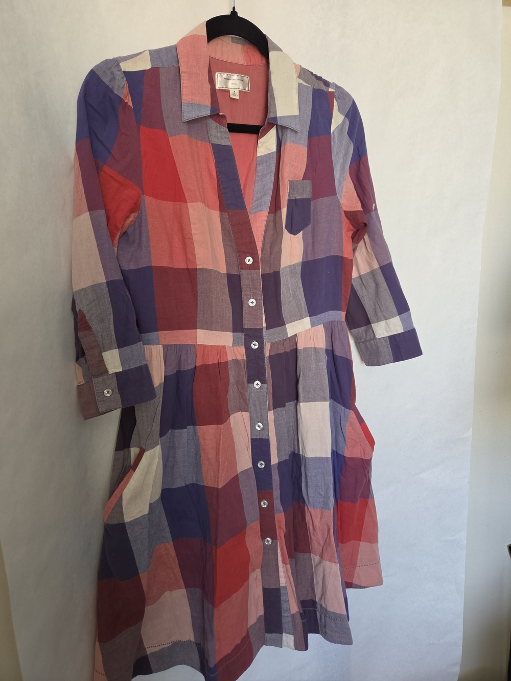 Anthropologie Moulinette Soeurs Button-Front Plaid Shirt Dress